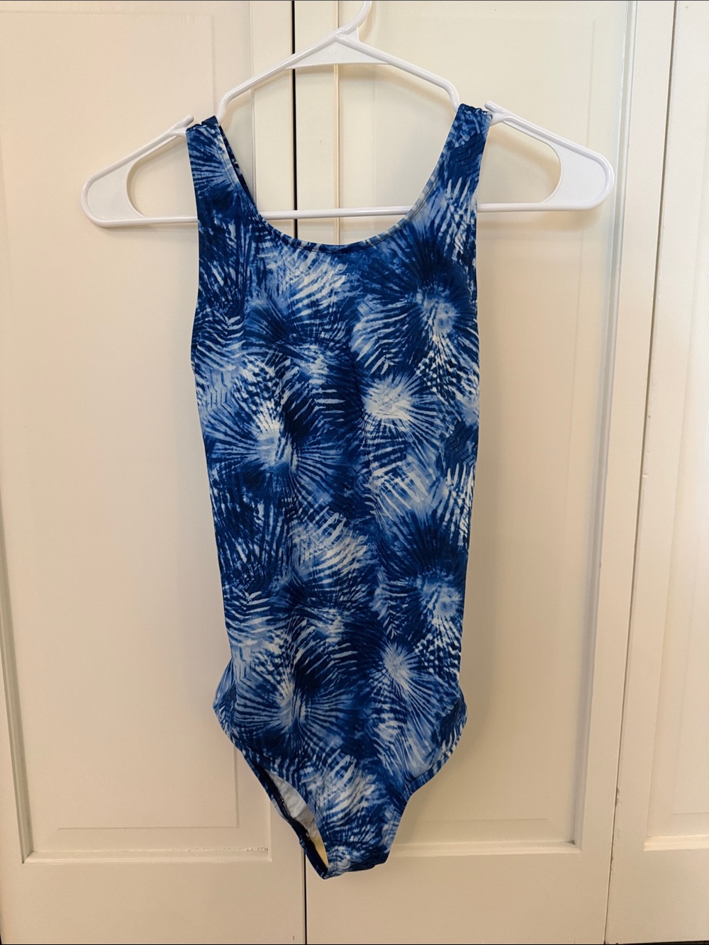 Youth 16, Lands End, Blue Tie-Dye One-Piece Swimsuit